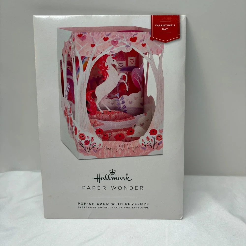Hallmark Paper Wonder Unicorn Pop Up Valentines Day Card 3D Shadowbox VWF2975